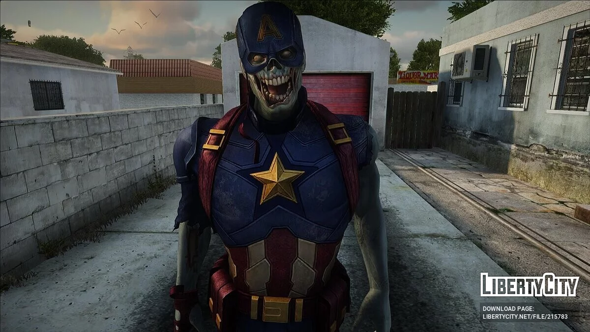 Капитан Америка зомби из Marvel Future Fight / GTA San Andreas